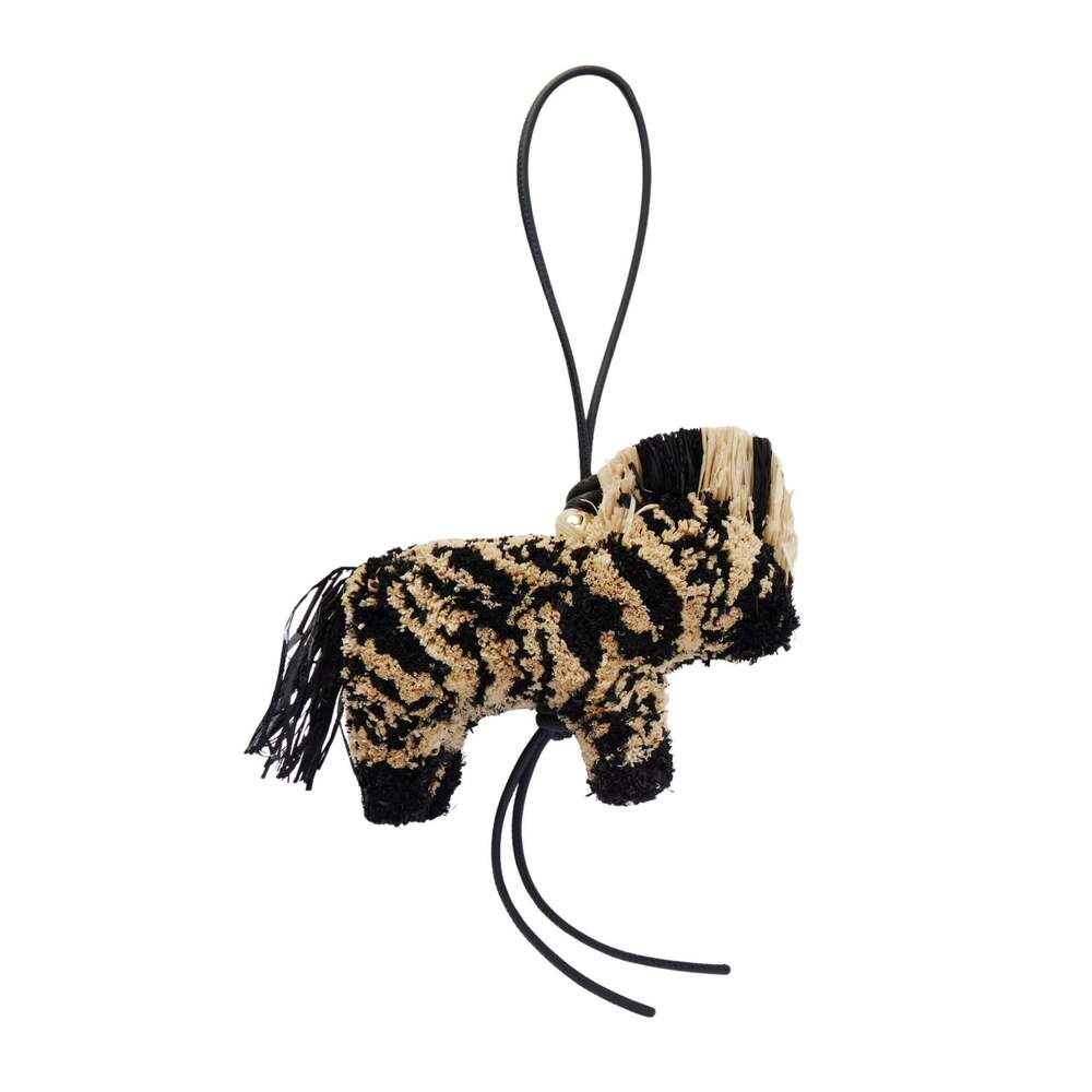 Loewe - Paula’s Ibiza Zebra Leather-Trimmed Raffia Charm